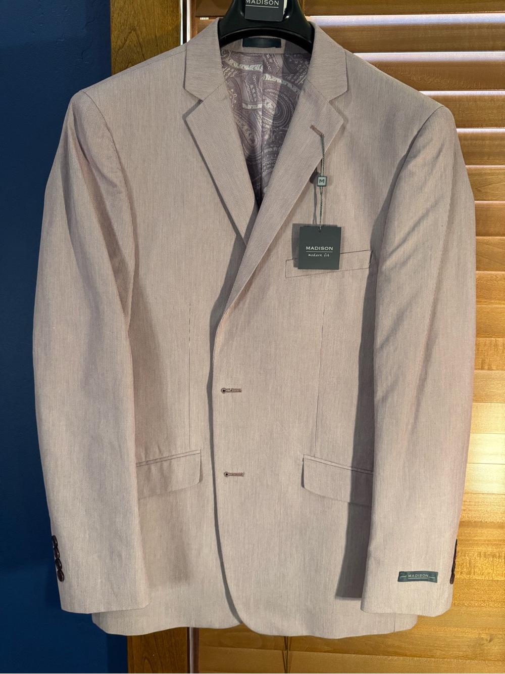 NWT Madison Men's Purple/White Pincord Sport Coat 40R 100% Cotton